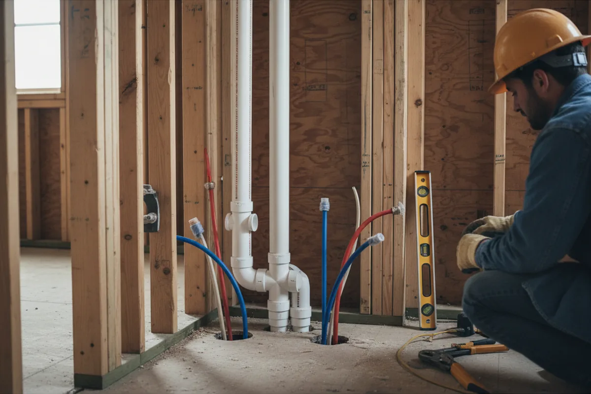 Drain and supply rough-in during Sump Pump Repair in Bridger